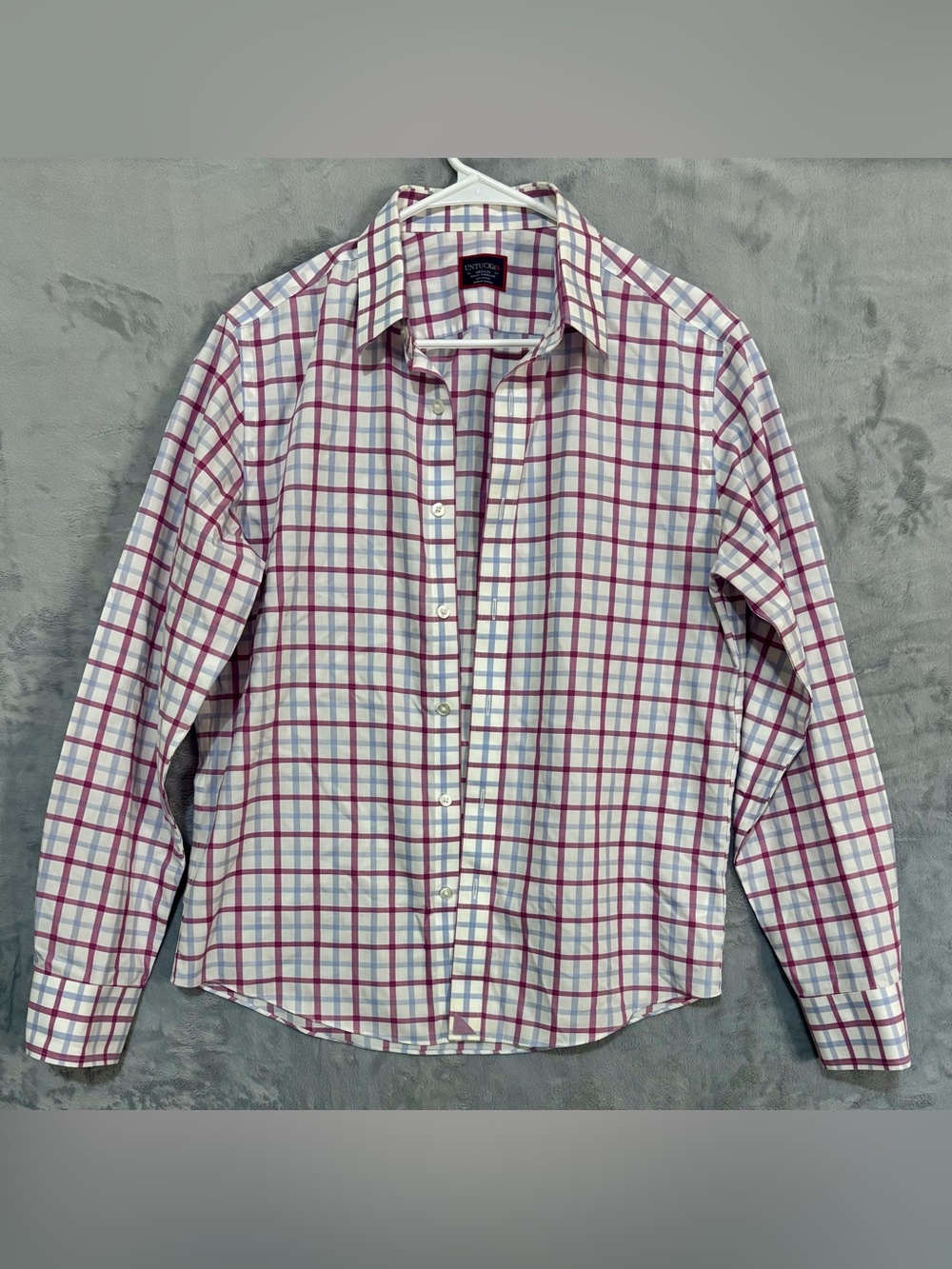 UNTUCKit Cantabera WF Plaid Button Down Shirt Slim Fit Medium Purple Blue Check